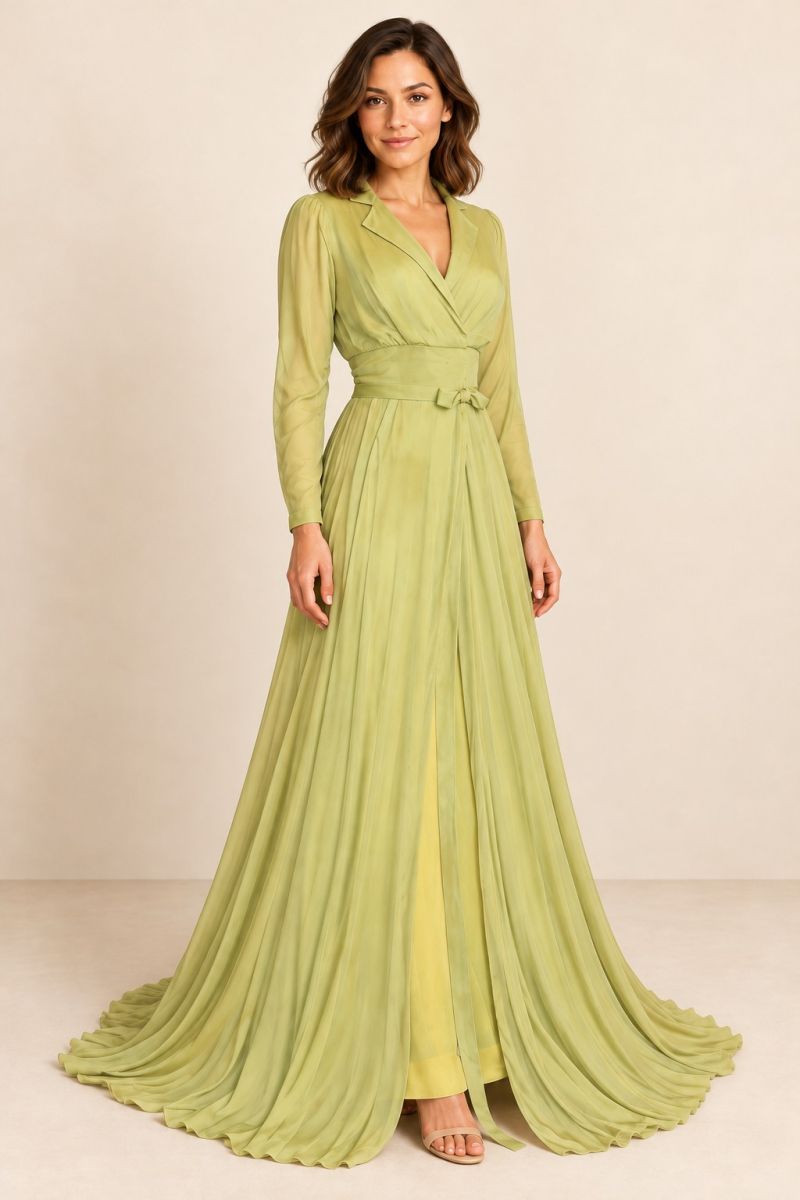 Light Green Dressing Gown — gentle three-quarter front