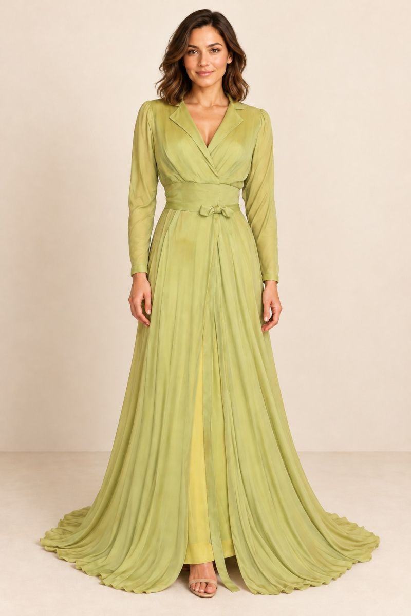 Light Green Dressing Gown — relaxed front pose