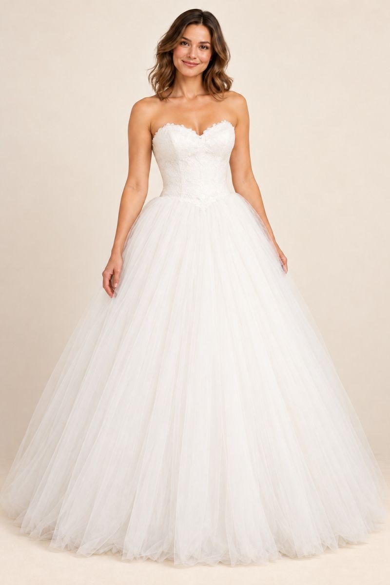 Full-Skirt Wedding Gown — alternative full front view