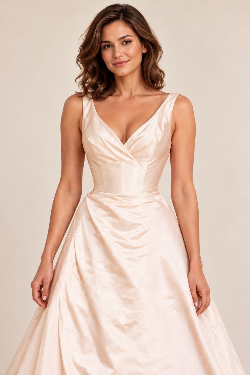Full-Skirt Wedding Gown — closer front detail