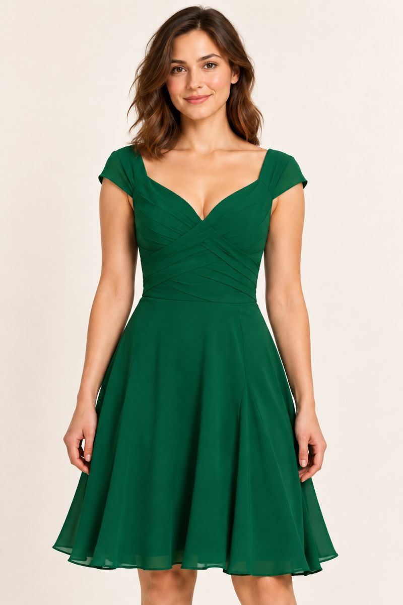 Jade-Green Dress — closer front detail