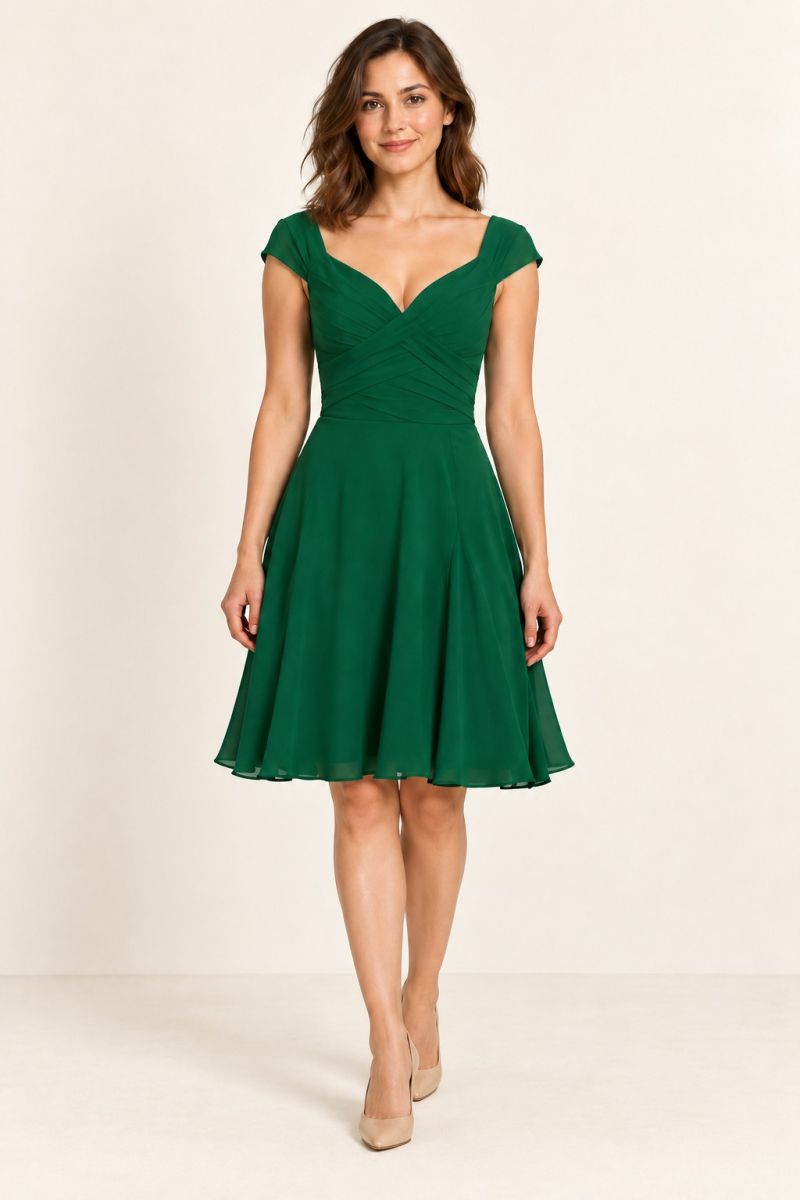 Jade-Green Dress — relaxed front pose
