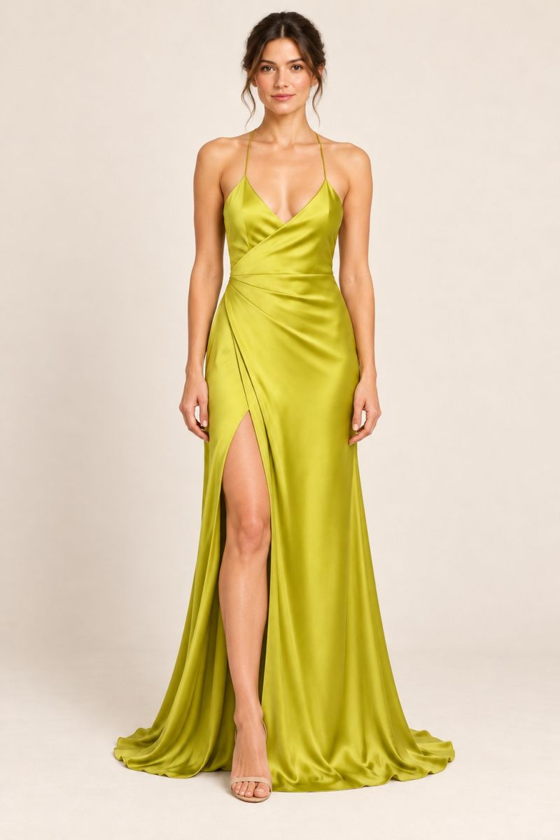 Chartreuse Wrap Gown — Alternative full-length pose