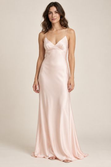 Pale Pink Slip Evening Gown — front view