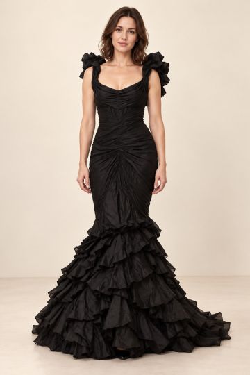 Black Ruffle Mermaid Gown