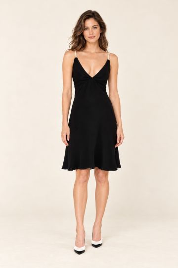Black Pearl-Strap Cocktail Dress